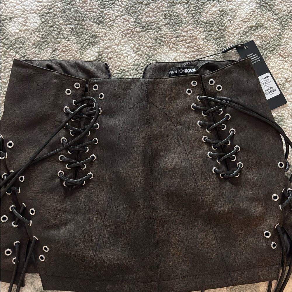 Fashion Nova Black Lace-Up Skirt